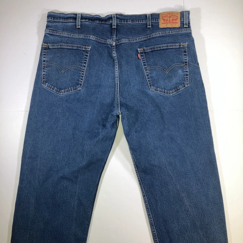 Levi's 550 Relaxed Fit Jeans Mens 46x30 Dark Wash Blue Tapered Stretch Denim